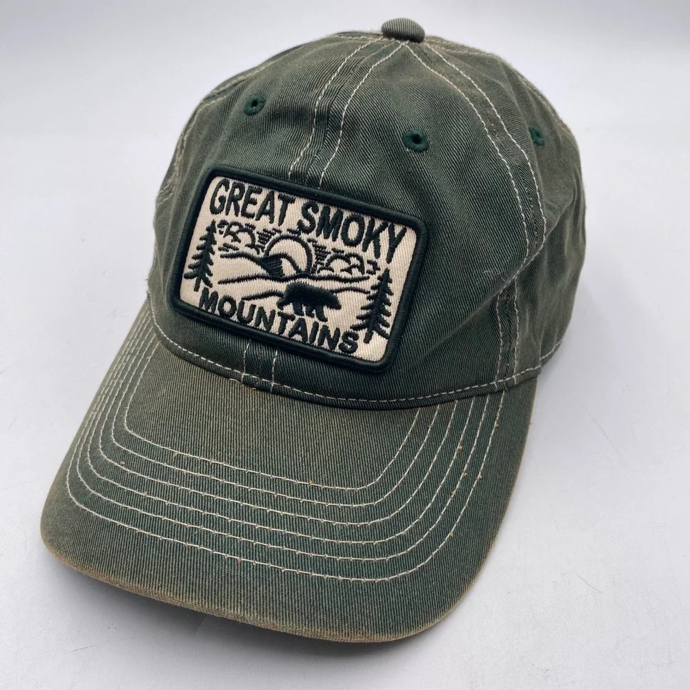 Great Smoky Mountains Baseball Hat Cap Mens OSFM Green Cotton Souvenir SEO